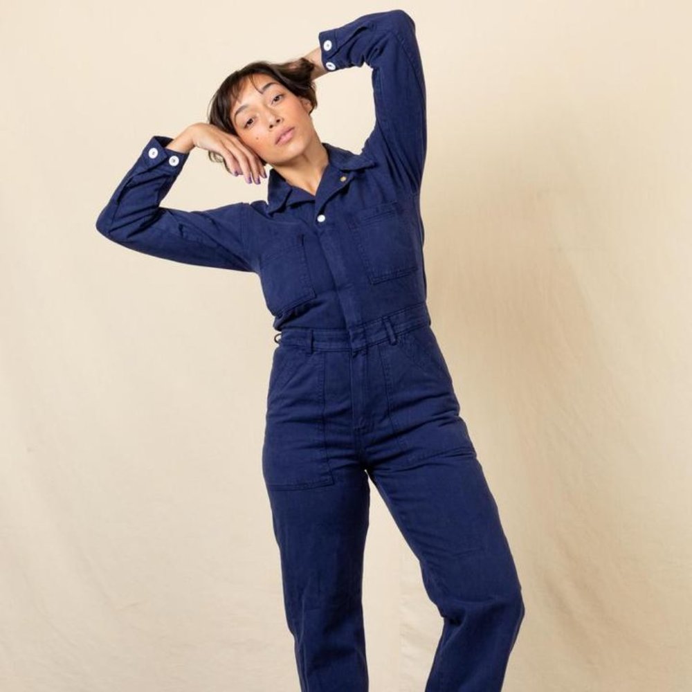 Big Bud press Non elastic jumpsuit! Navy size Small